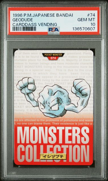 Geodude card PSA 10, cert 136570607