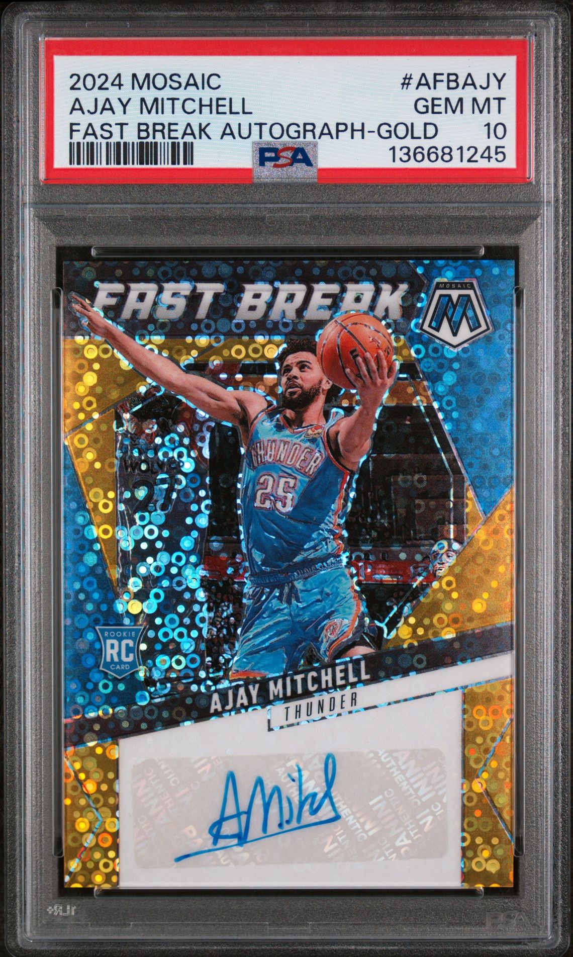 2024 Panini PANINI MOSAIC FAST BREAK AUTOGRAPHS GOLD #AFBAJY Ajay Mitchell front