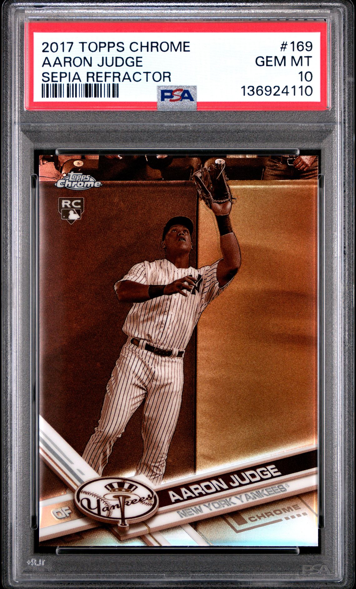 2017 Topps TOPPS CHROME SEPIA REFRACTOR #169 Aaron Judge front