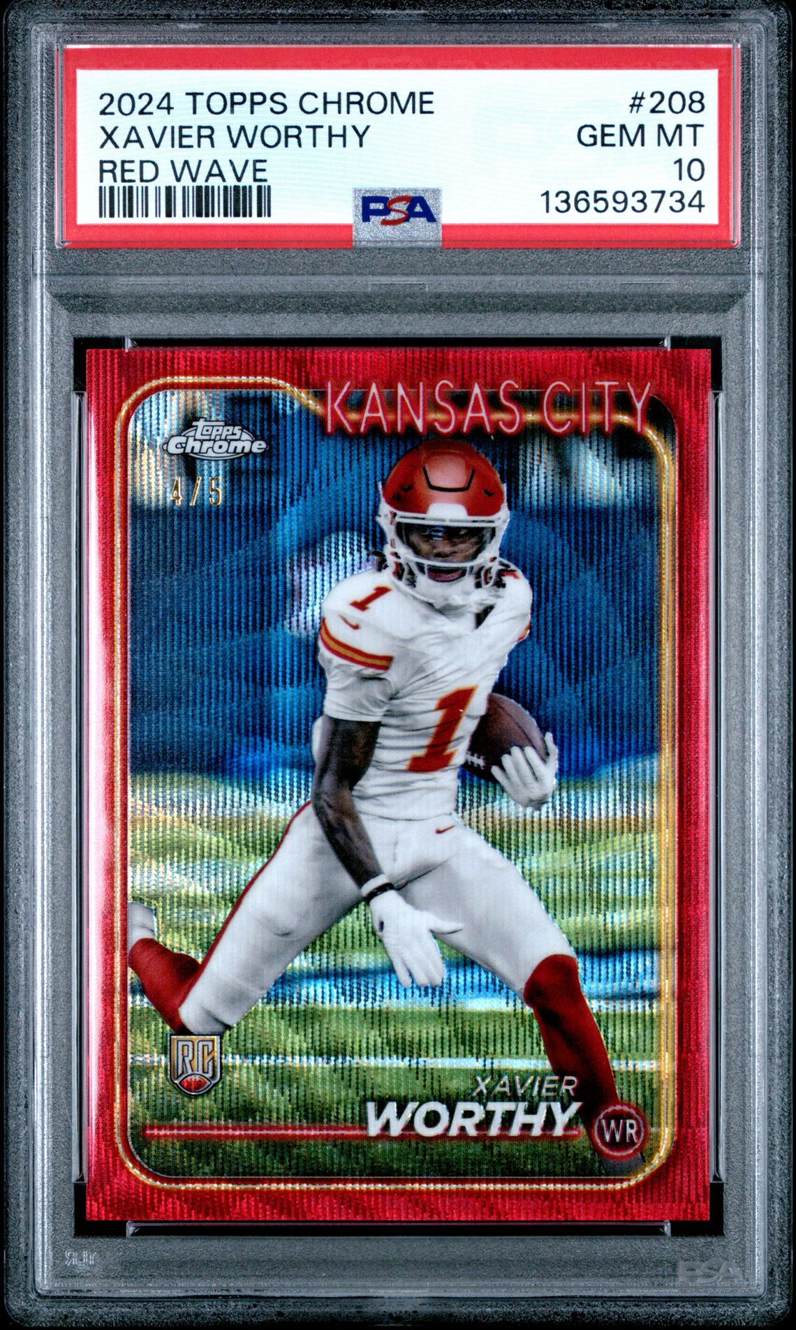 2024 Topps Chrome TOPPS CHROME RED WAVE #208 Xavier Worthy front