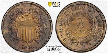 1864 2C Large Motto N1BN