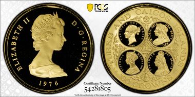 1976 100 Cr Queen Victoria KM-17 Au PR69DCAM