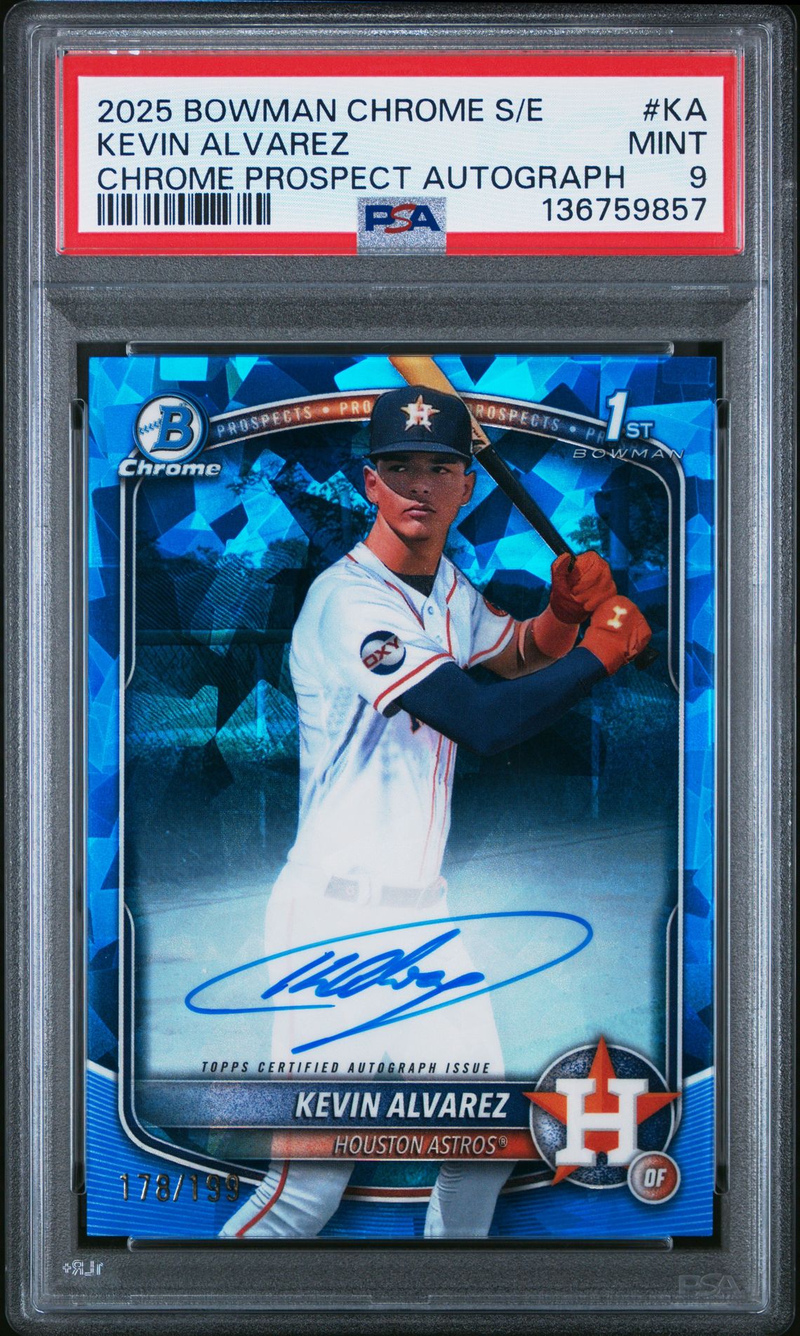 2025 Bowman Chrome BOWMAN CHROME SAPPHIRE EDITION CHROME PROSPECTS AUTOGRAPHS #KA Kevin Alvarez front