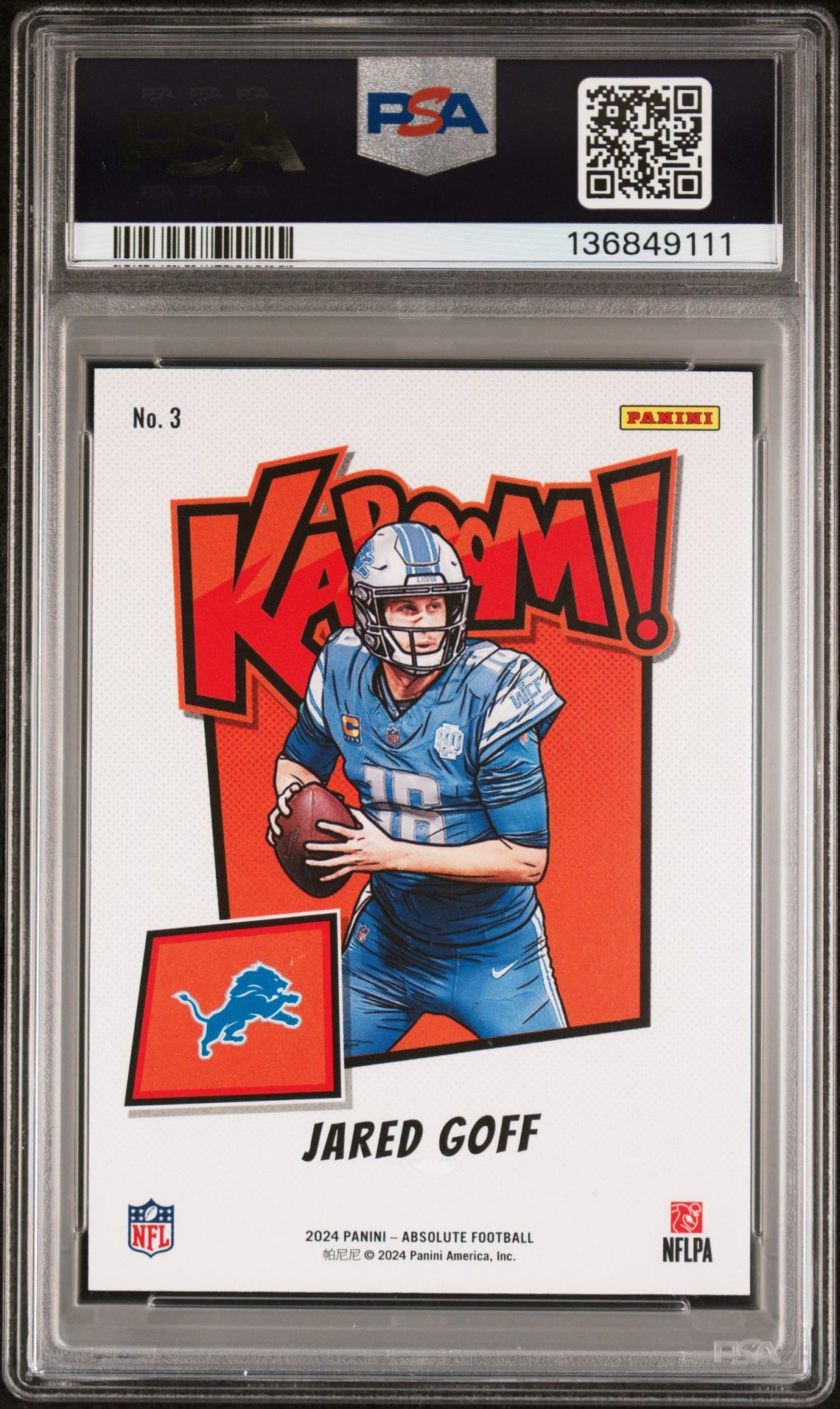 2024 Panini Absolute Kaboom! Horizontal Jared Goff #3 Mint 9 back