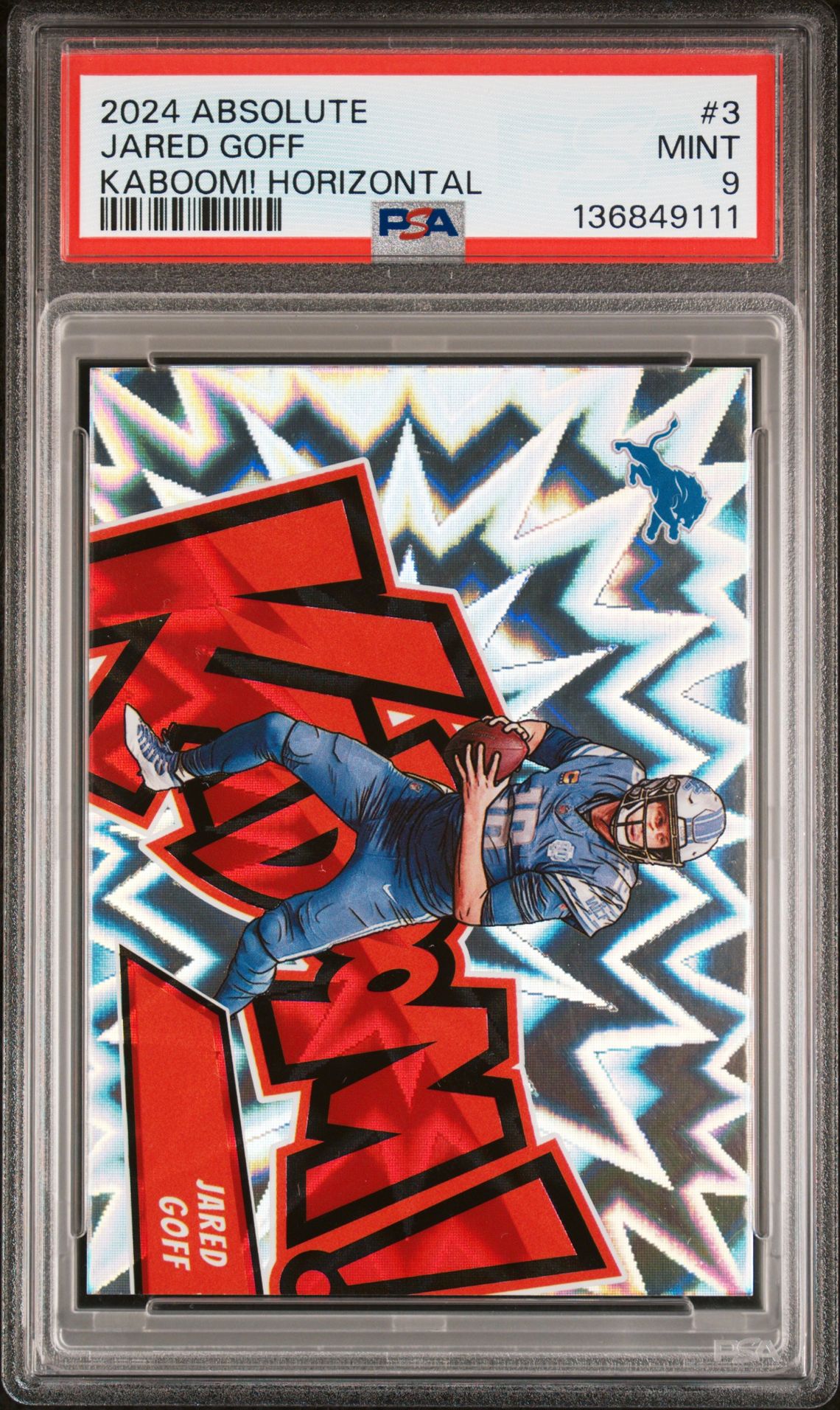2024 Panini Absolute Kaboom! Horizontal Jared Goff #3 Mint 9 front