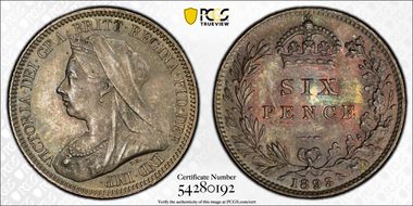 1893 6D S-3941 Old Head MS64