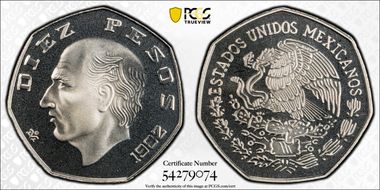 1982-Mo 10 Peso KM-477.2 PR69CAM