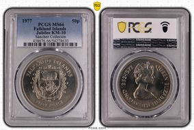 1977 50p Jubilee KM-10 MS66