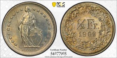 1969 1/2 Fr MS66