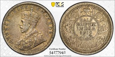 1919(B) 1/2 Rup SW-8.88 AU55