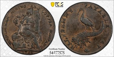 1792 Tk 1/2D DH-113 Warwickshire Mining & Copper Co. XF45BN