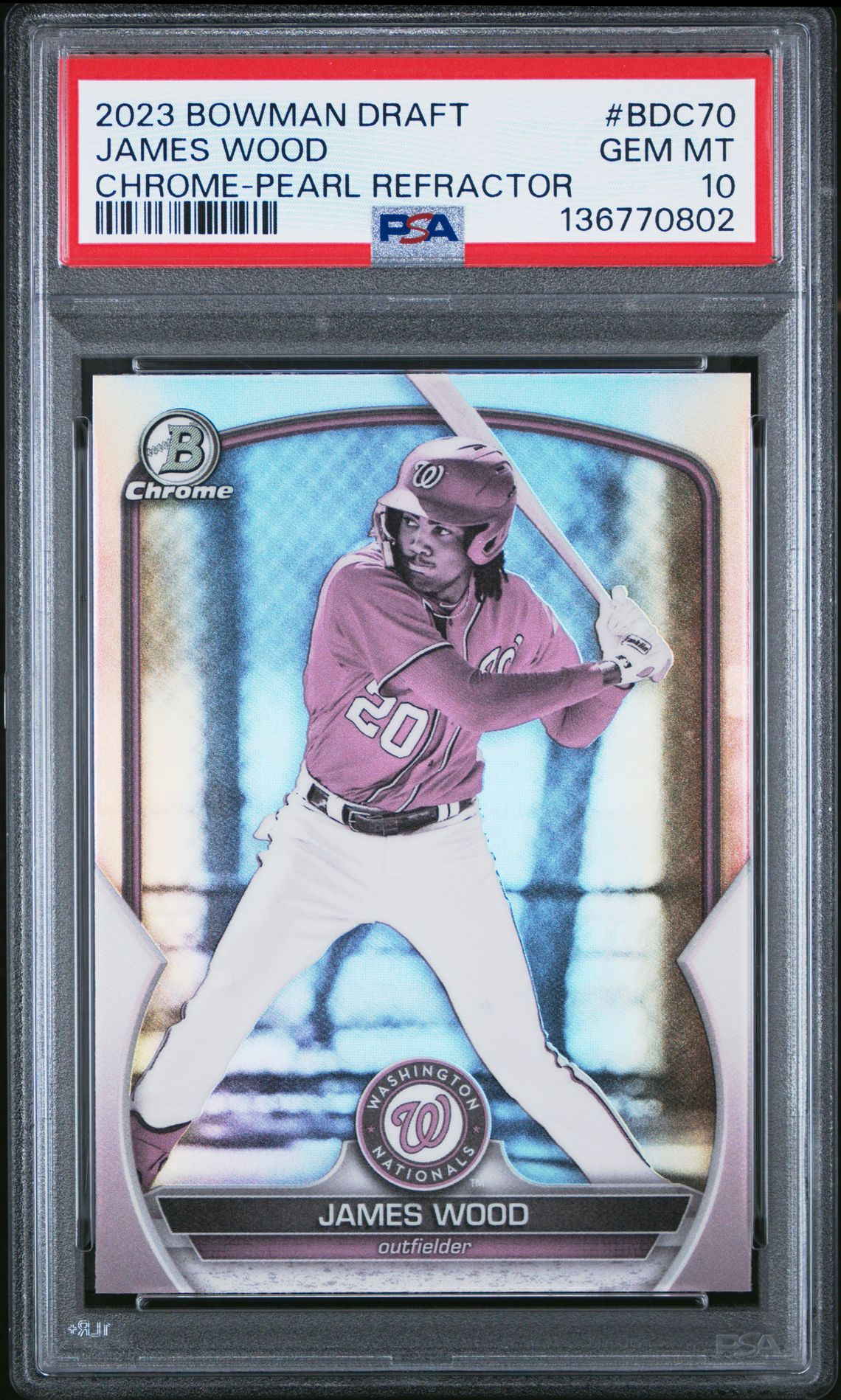 2023 Bowman BOWMAN DRAFT CHROME-PEARL REFRACTOR #BDC70 James Wood front