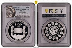 1992-Mo 100 P Columnaria Encounter of Two Worlds PR69DCAM