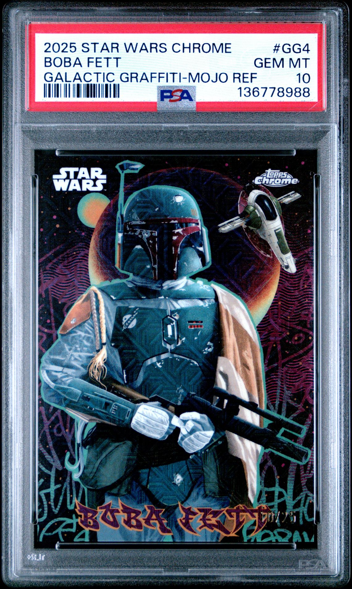 2025 Topps TOPPS CHROME STAR WARS GALACTIC GRAFFITI Galactic Graffiti-Mojo Ref Boba Fett front