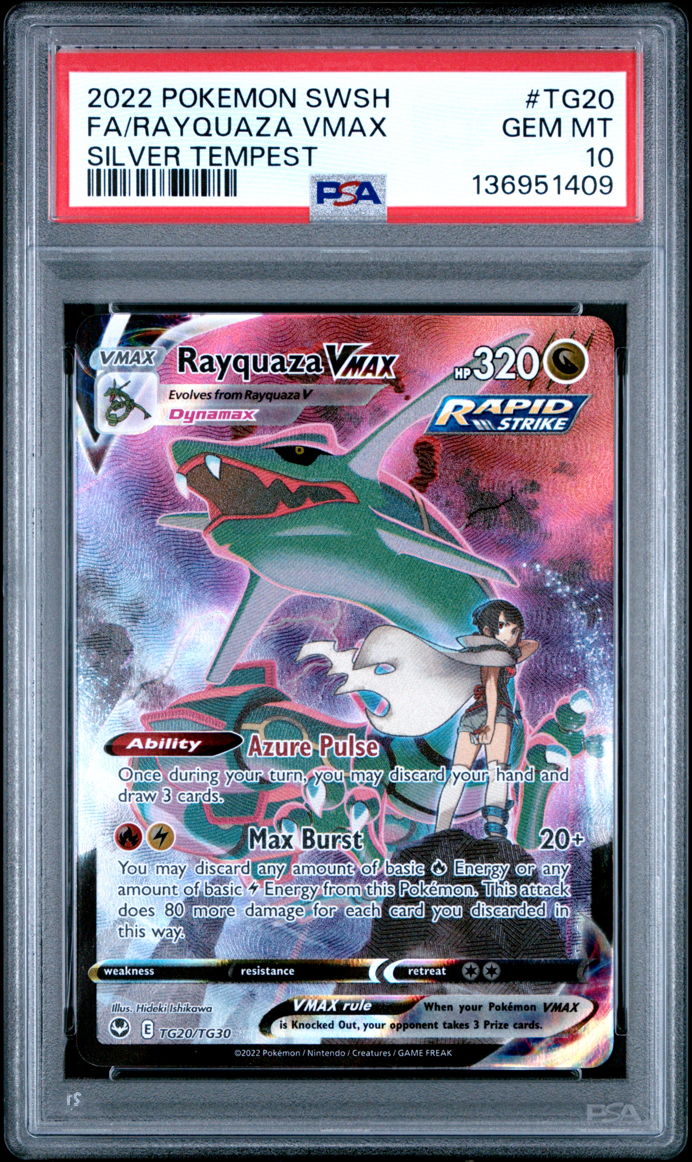 2022 #TG20 Full Art/Rayquaza Vmax PSA 10 Sword & Shield Silver Tempest