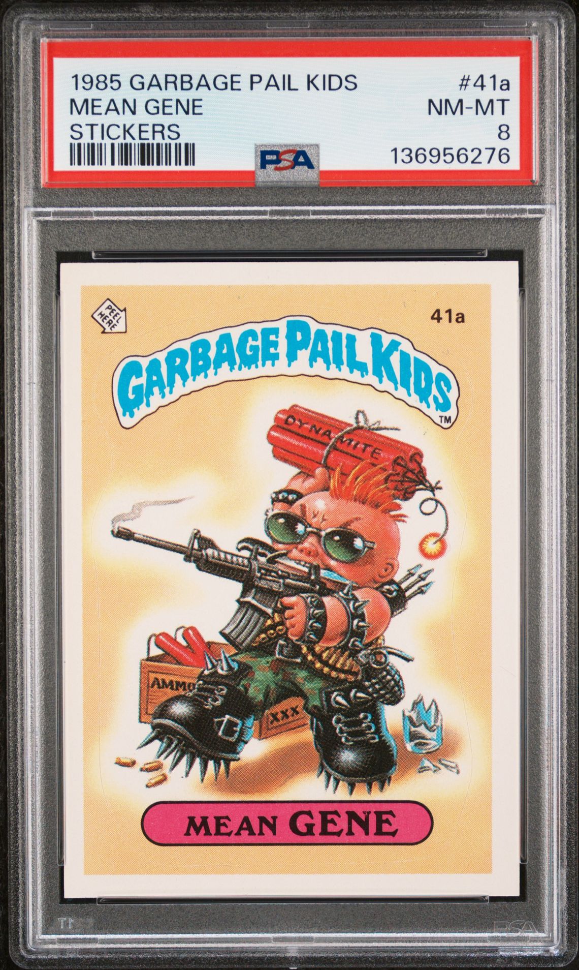 1985 Garbage Garbage Pail Kids Stickers #41A Mean Gene front