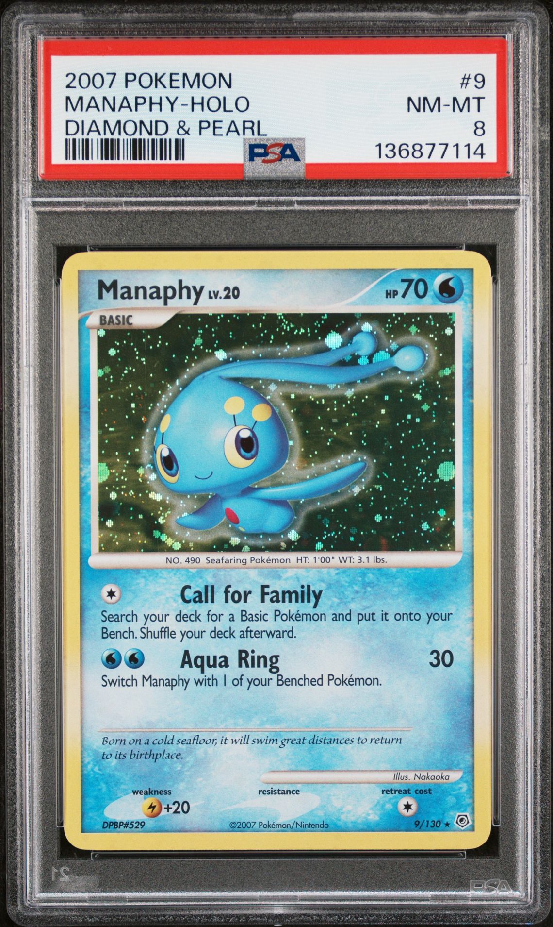 2007 Pokemon POKEMON DIAMOND & PEARL #9 Manaphy-Holo front