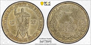 1925-A 3 Mk 1000 Years J-321 MS63