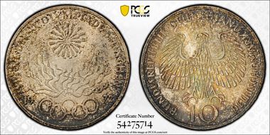 1972-J 10 Mk Munich Olympics - Flames MS64