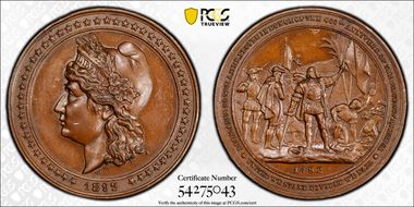 1892 AE Medal Eglit-101, 28mm World's Columbian Expo MS63BN