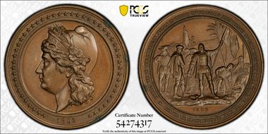 1892 SC$1 HK-220 Bronze Columbian Expo, Liberty Head MS63BN