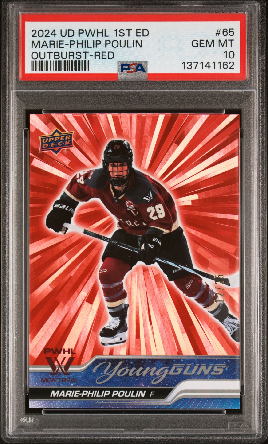 2024 Upper Deck UPPER DECK PWHL 1ST EDITION OUTBURST-RED #65 Marie-Philip Poulin front