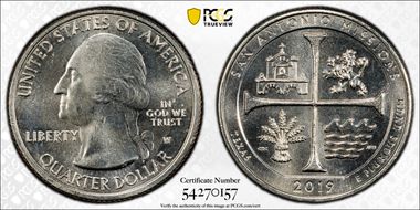 2019-W 25C San Antonio Missions NP MS66