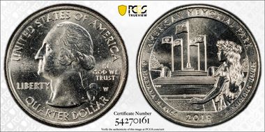 2019-W 25C American Memorial NP MS64