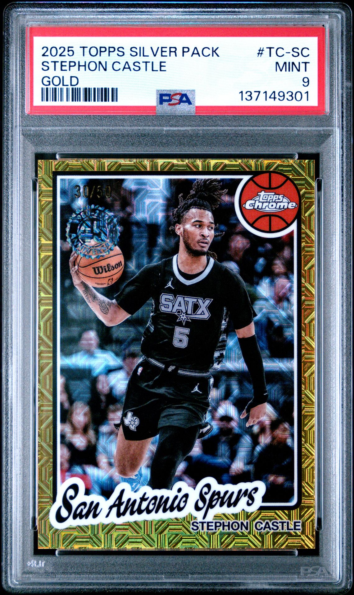 2025 Topps TOPPS SILVER PACK 1980-81 TOPPS CHROME BASKETBALL GOLD #TC-SC Stephon Castle front