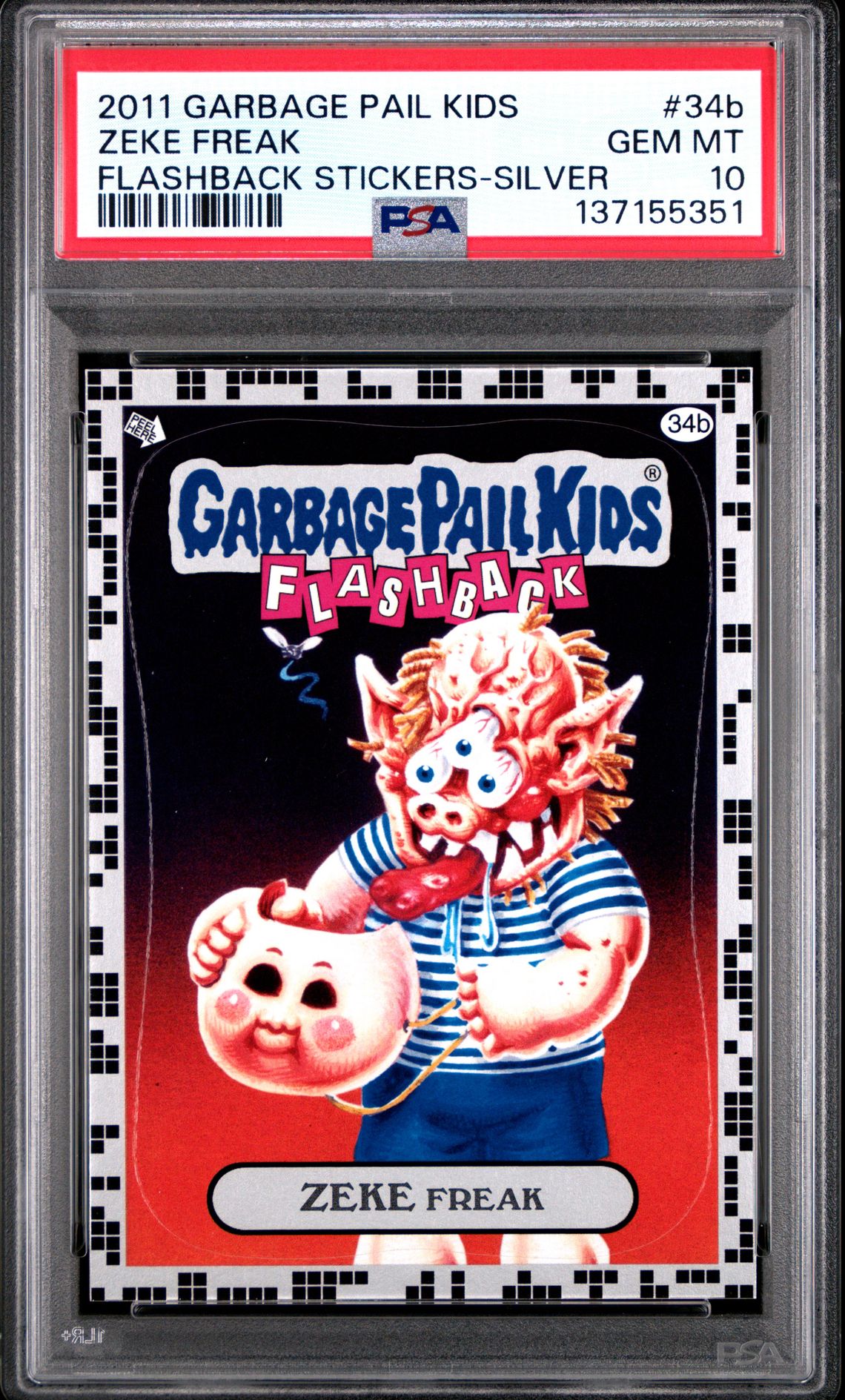 2011 Topps GARBAGE PAIL KIDS FLASHBACK SERIES 2-STICKERS FLASHBACK STICKERS-SILVER #34B Zeke Freak front
