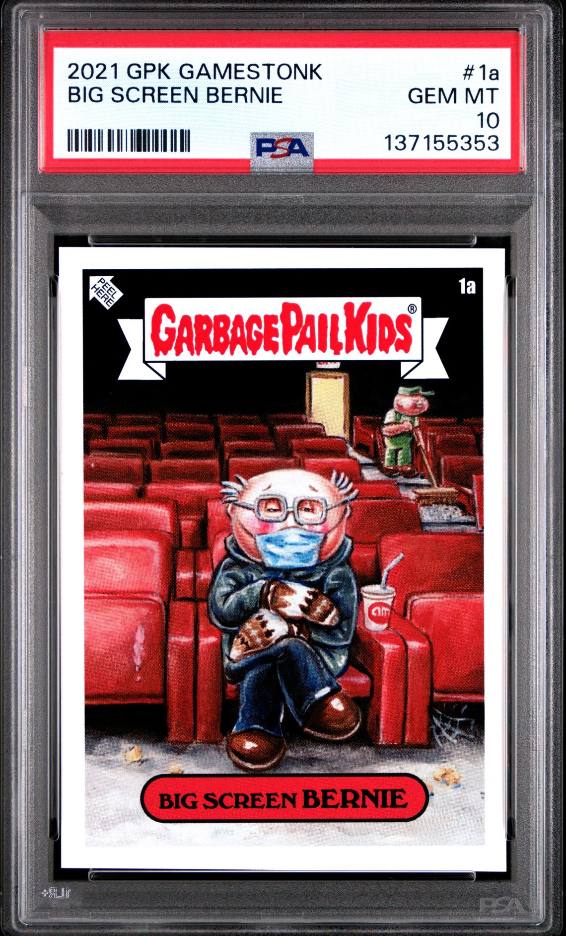 2021 Topps GARBAGE PAIL KIDS GAMESTONK #1A Big Screen Bernie front