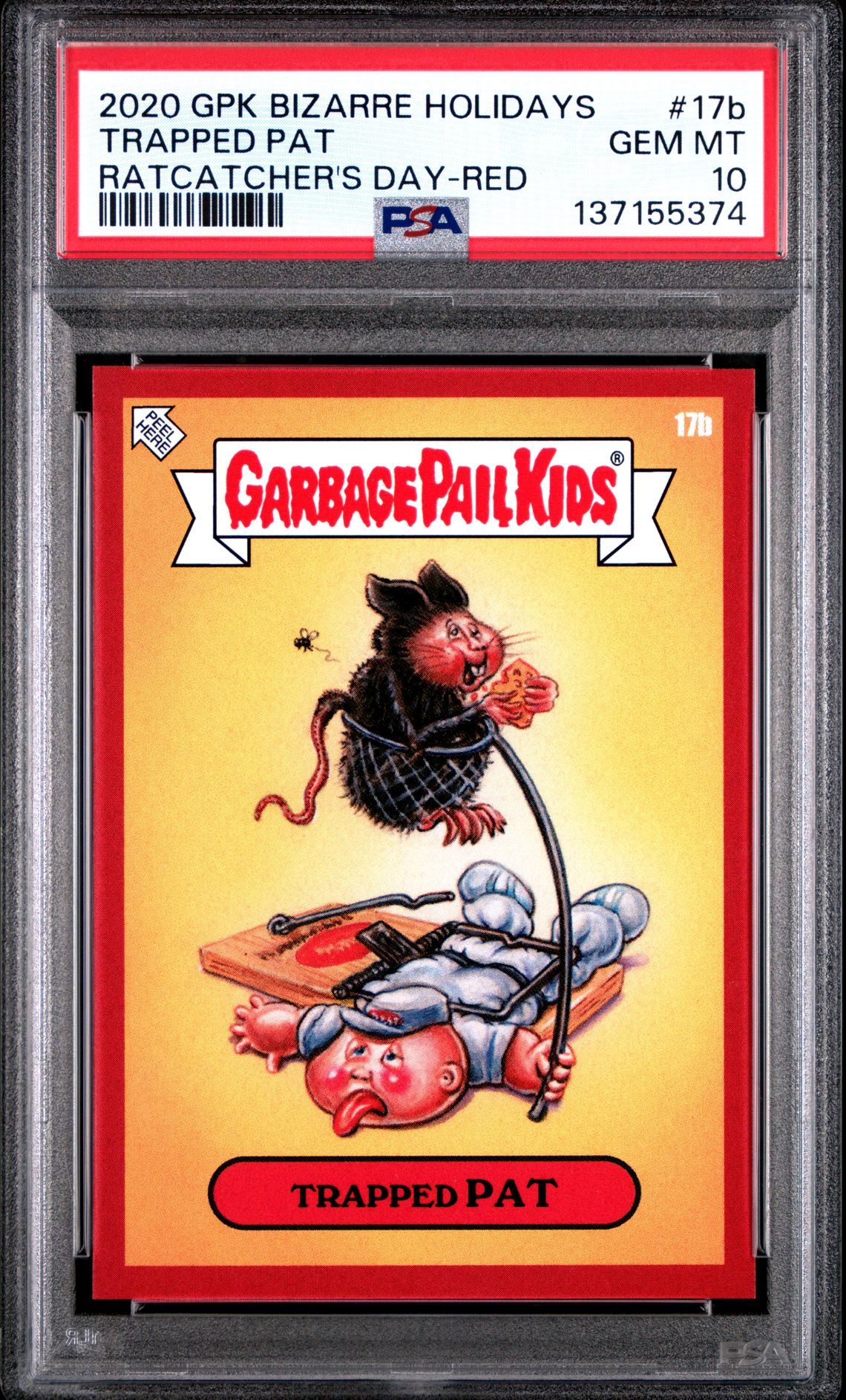 2020 Topps GARBAGE PAIL KIDS BIZARRE HOLIDAYS RATCATCHER'S DAY-RED #17B Trapped Pat front