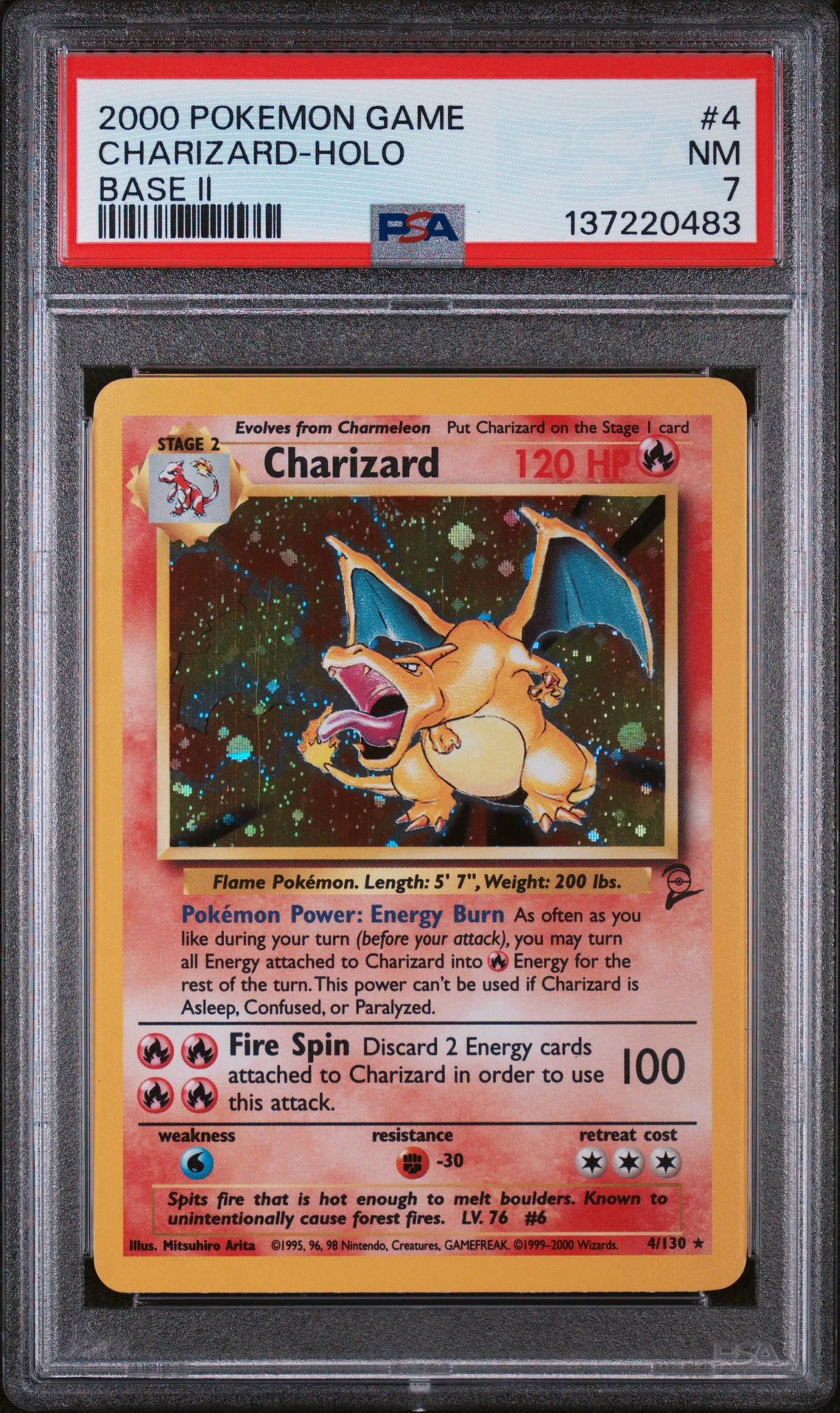 2000 Pokemon Game Base Ii Charizard-Holo #4 (Base Ii) Nm 7 front