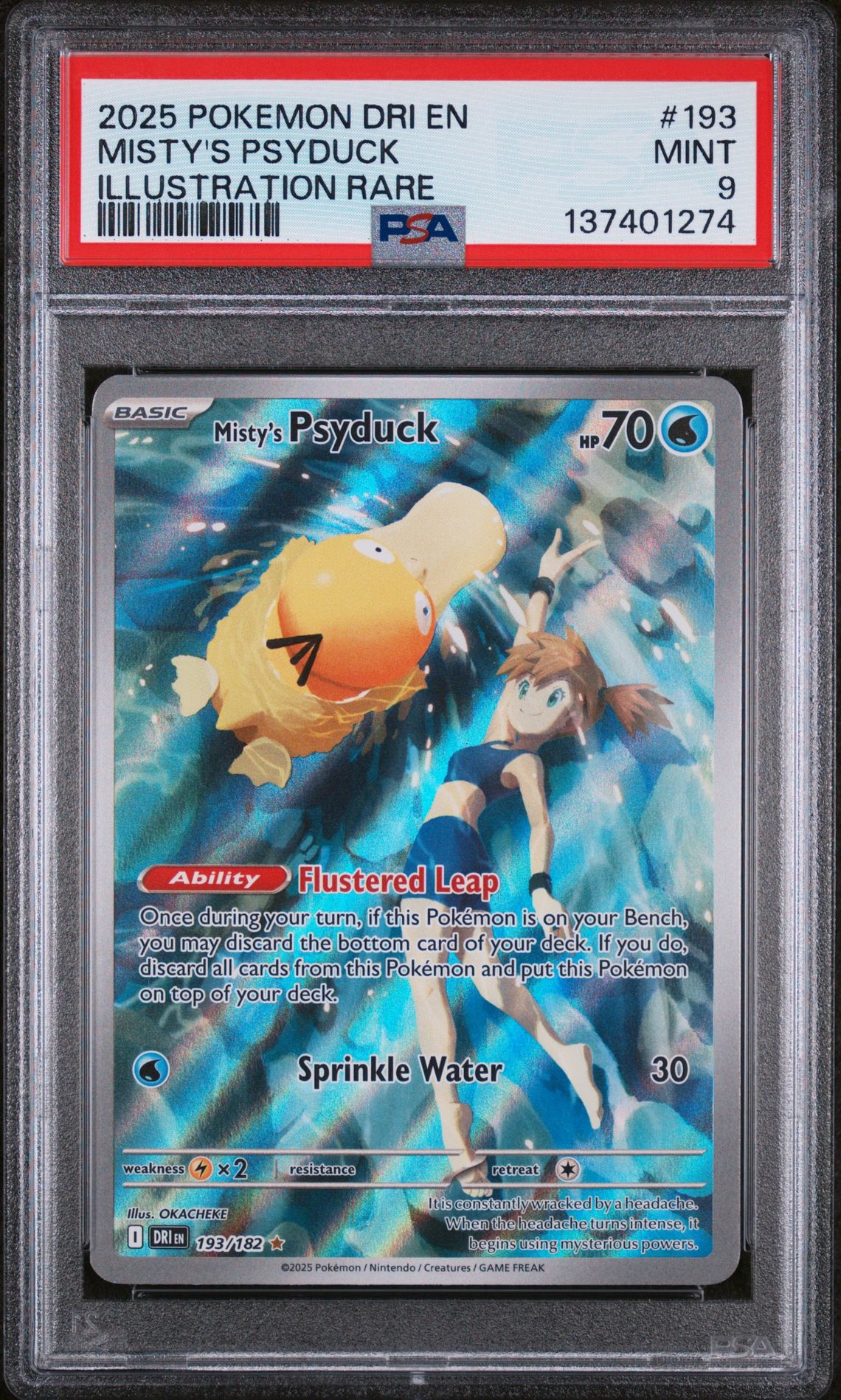 2025 Pokemon Dri En-Destined Rivals Misty's Psyduck #193 (Illustration Rare) Mint 9 front