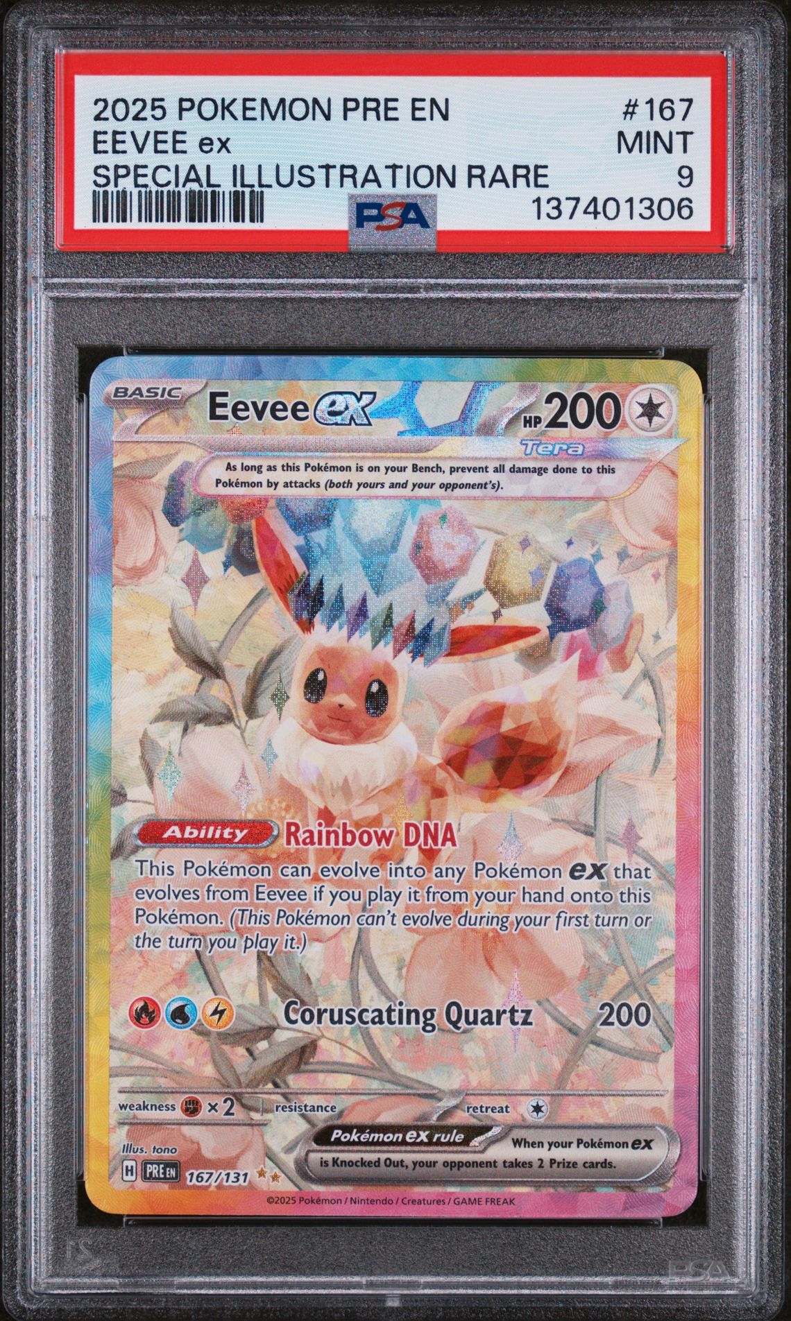 2025 Pokemon Pre En-Prismatic Evolutions Eevee Ex #167 (Special Illustration Rare) Mint 9 front