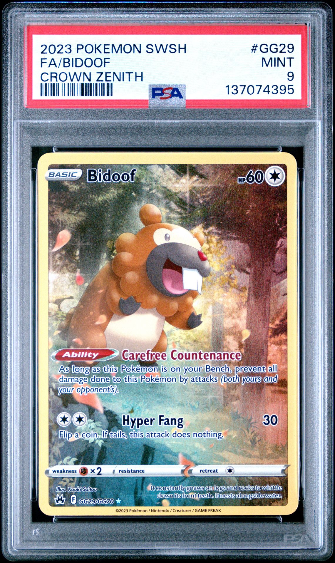 2023 Pokemon Sword And Shield Crown Zenith Fa/Bidoof #Gg29 (Crown Zenith) Mint 9 front