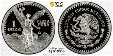 1989-Mo Onza Libertad Ag w/ Dot .999 PR69DCAM