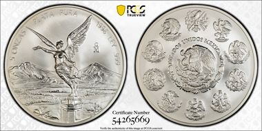 1996-Mo 5 Onza Libertad Ag MS68