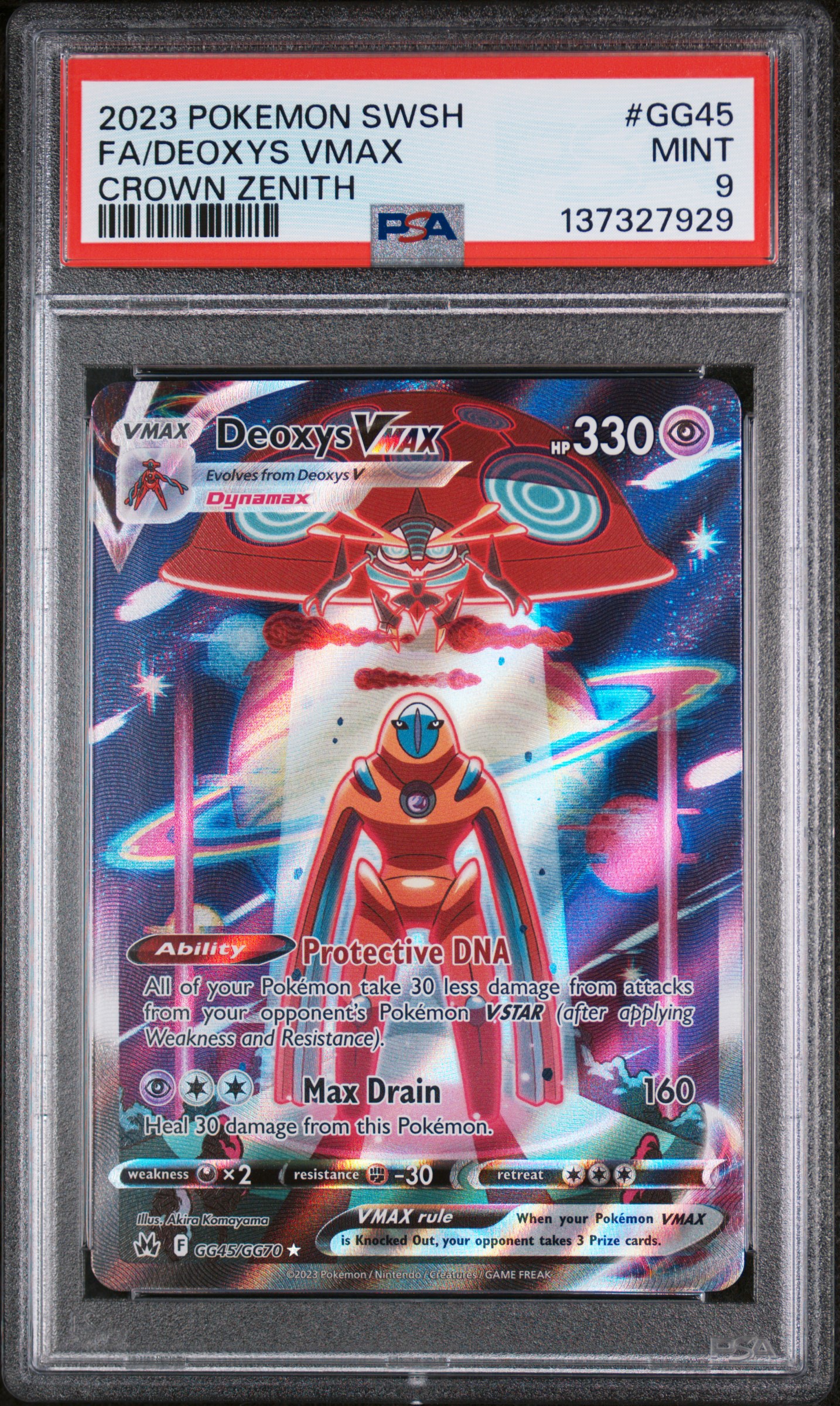2023 #GG45 Full Art/Deoxys Vmax PSA 9 Sword and Shield Crown Zenith