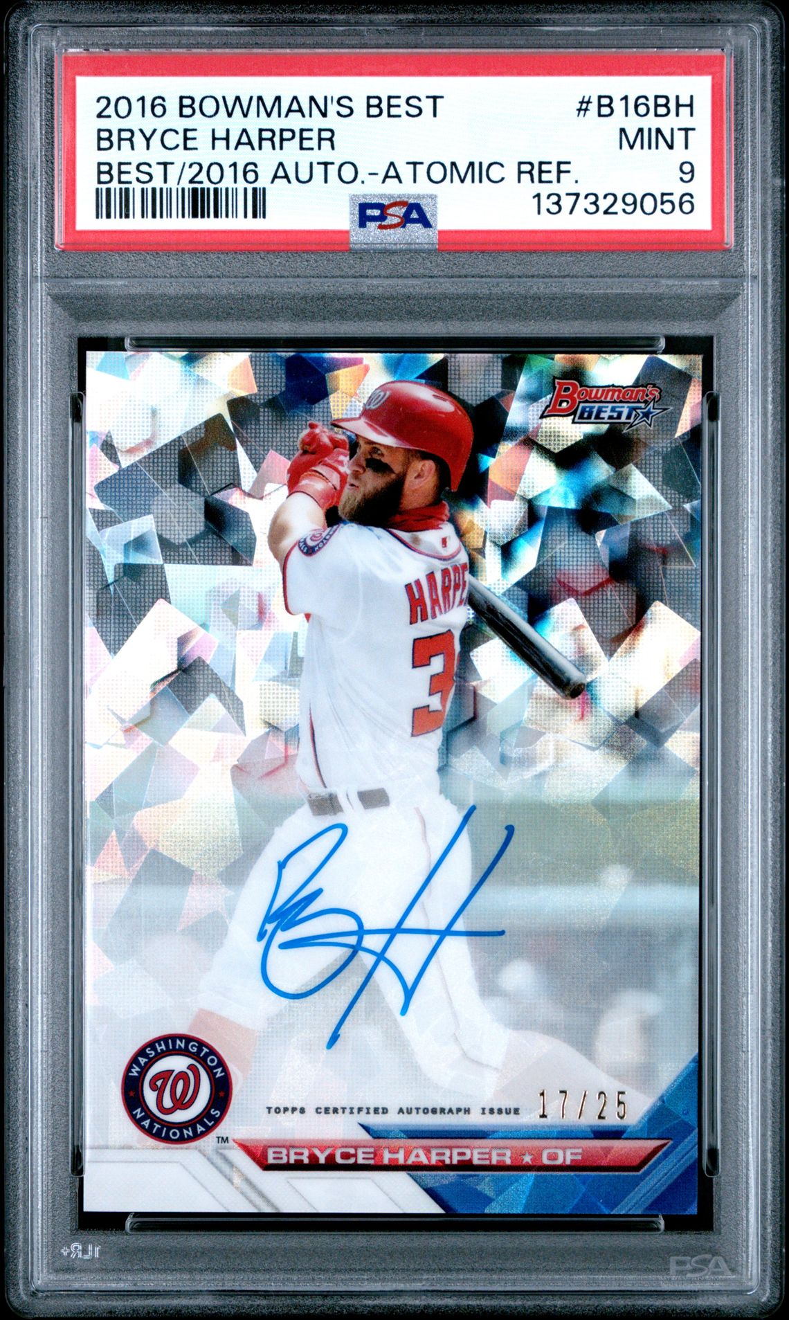 2016 Bowman BOWMAN'S BEST BEST OF 2016 AUTOGRAPH BEST/2016 AUTO-ATOMIC REF. #B16BH Bryce Harper front
