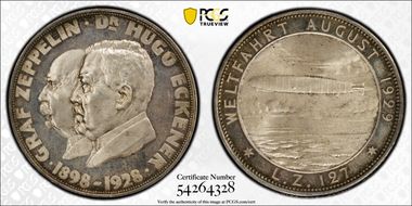 1929 Medal LZ127 Kaiser-510 Ag Zeppelin/Eckener SP65