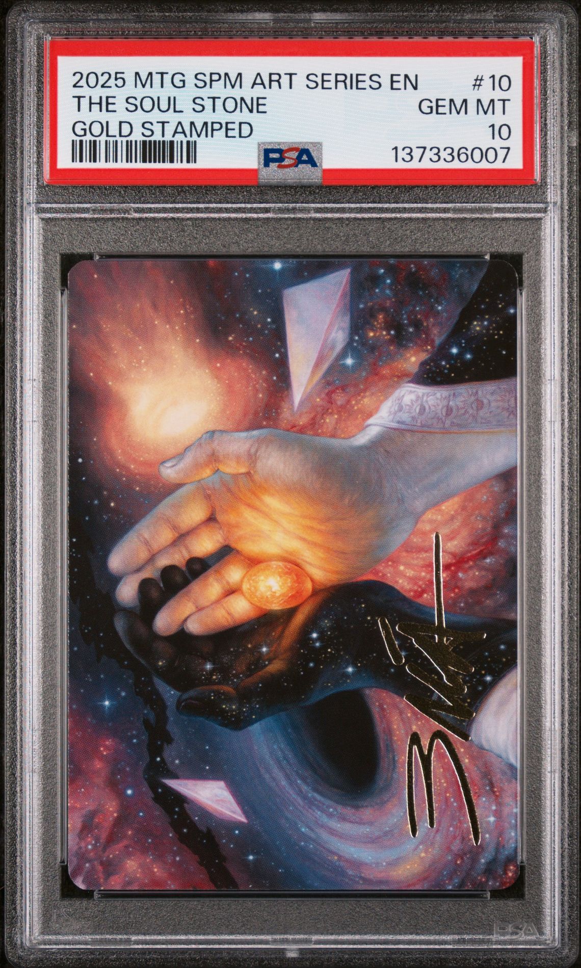 2025 MTG MAGIC THE GATHERING MARVEL'S SPIDER-MAN ART SERIES GOLD STAMPED #10 The Soul Stone front
