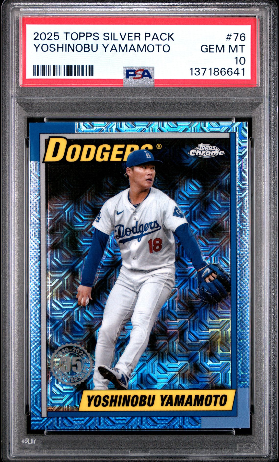 2025 Topps TOPPS SILVER PACK 1990 CHROME PROMO #76 Yoshinobu Yamamoto front