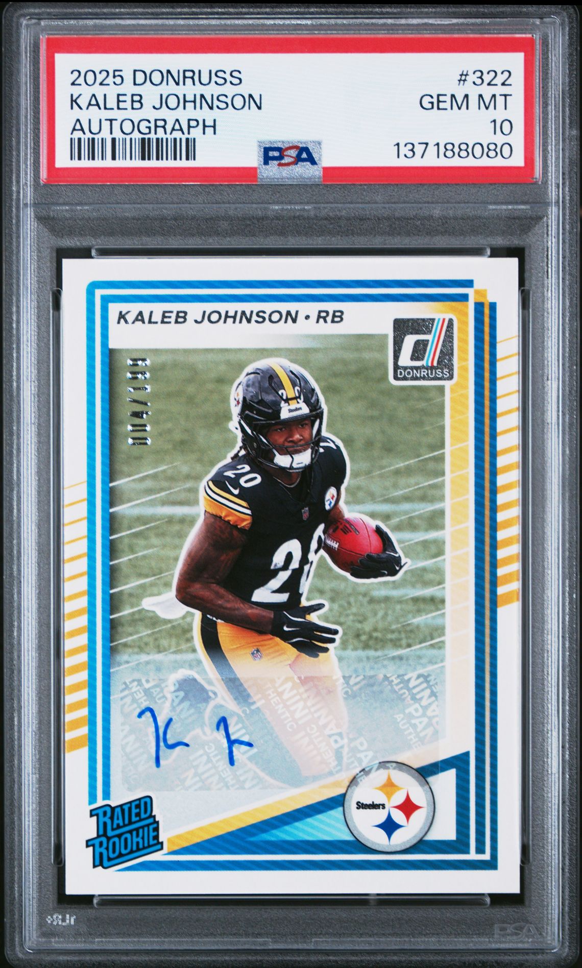 2025 Panini PANINI DONRUSS AUTOGRAPH #322 Kaleb Johnson front
