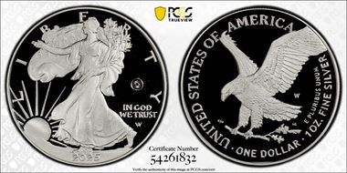 2025-W $1 Silver Eagle w/ Laser Privy PR69DCAM