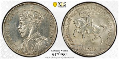1934-35 Florin Centennial KM-33  Ag N1
