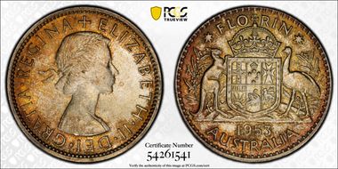 1953(m) Florin Large Reverse Denticles MS66