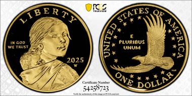 2025-W SAC$1 25th Anniversary .9999 Au First Strike PR69DCAM