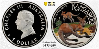 2025-P $1 Kangaroo 1oz Ag HR Colorized PR70DCAM