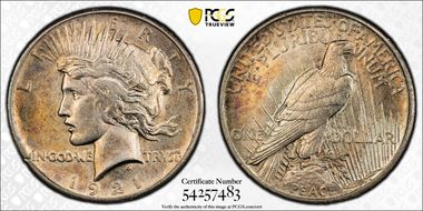 1921 $1 High Relief, Peace N1